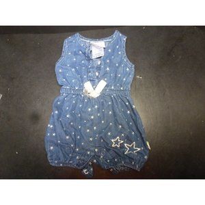 Adorable Blue Denim Baby Romper 0-3 Months Duck Duck Goose